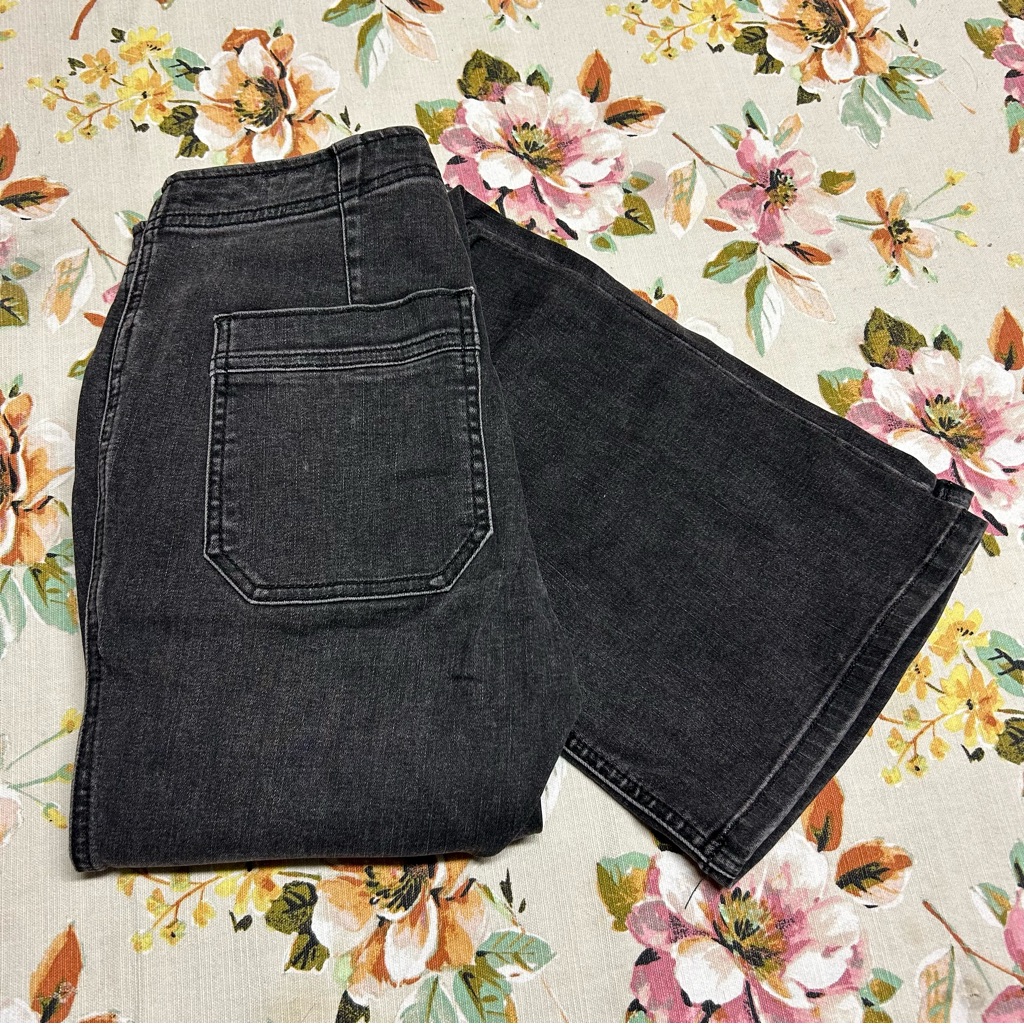 We The Free Zip Up Wide Leg Black Jeans Size 26
